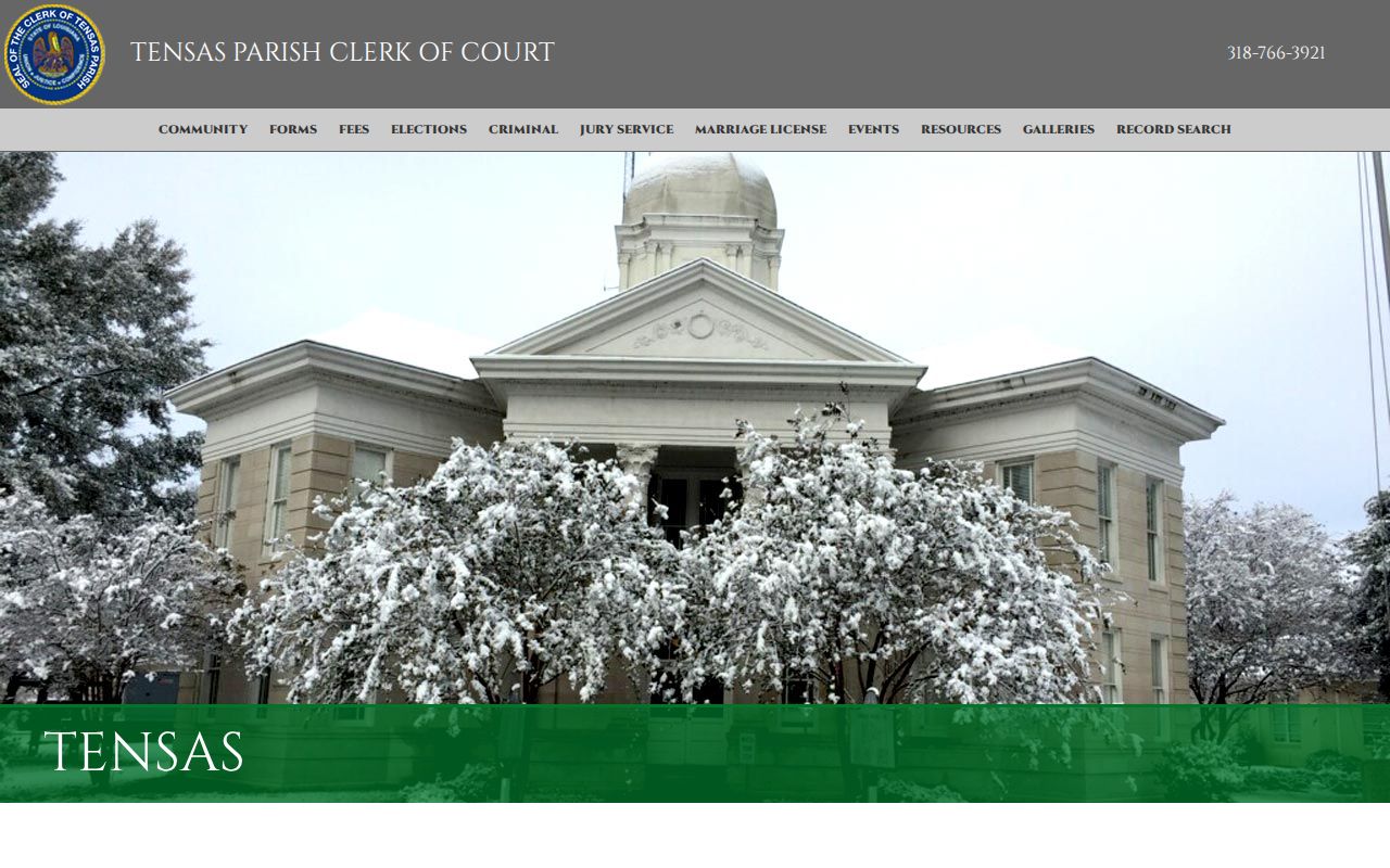 Tensas Parish criminal court records on the Clerk of Court homepage