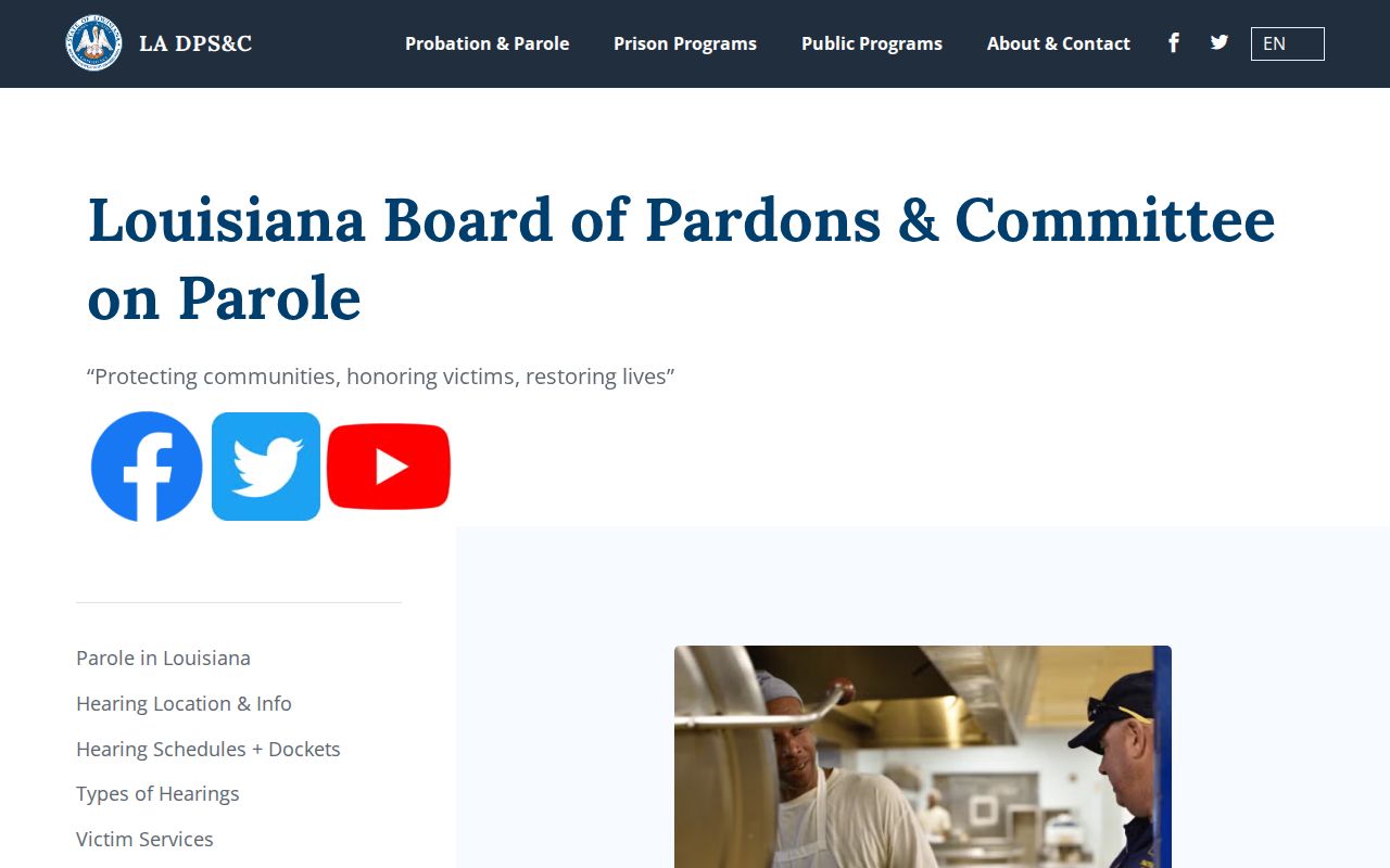 Louisiana official parole and pardon resources and docket information